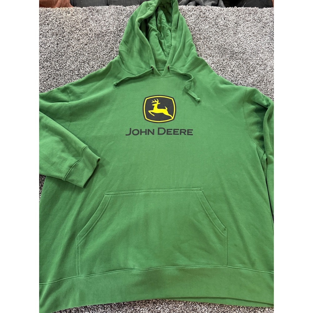 John Deere Mens Green Graphic Logo Pullover Hoodie Sweatshirt XXXL